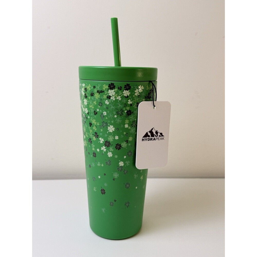 HydraPeak St Patrick's Day 25 Oz Stainless Steel Tumbler New 4 Leaf Clovers